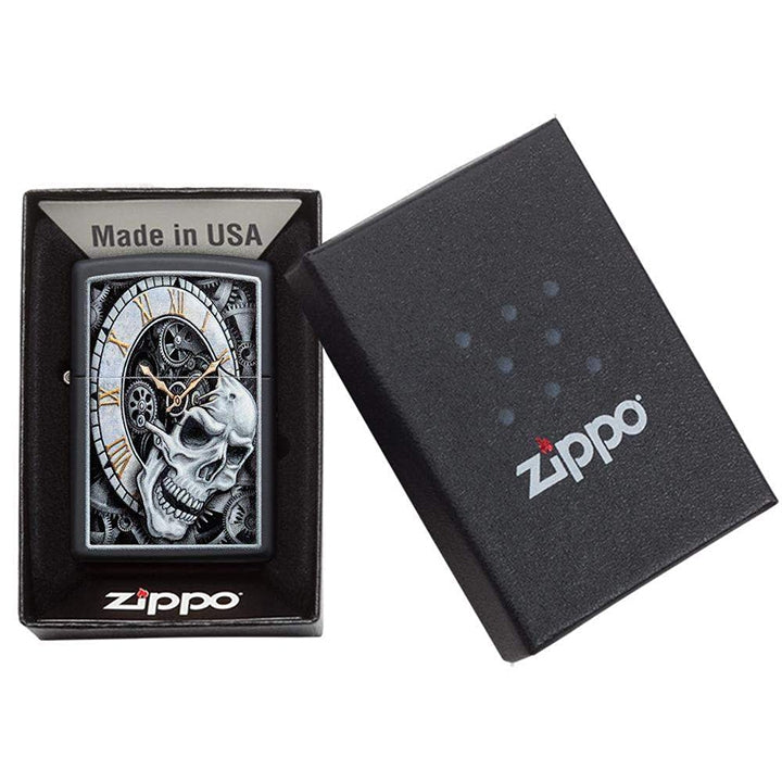 Zippo Windproof Lighter Skull Clock Design