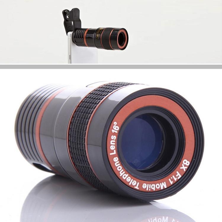 Color: Black/Red - Telephoto PRO Clear Image Lens Zooms 8 times closer! For all Smart Phones & Tablets with Camera